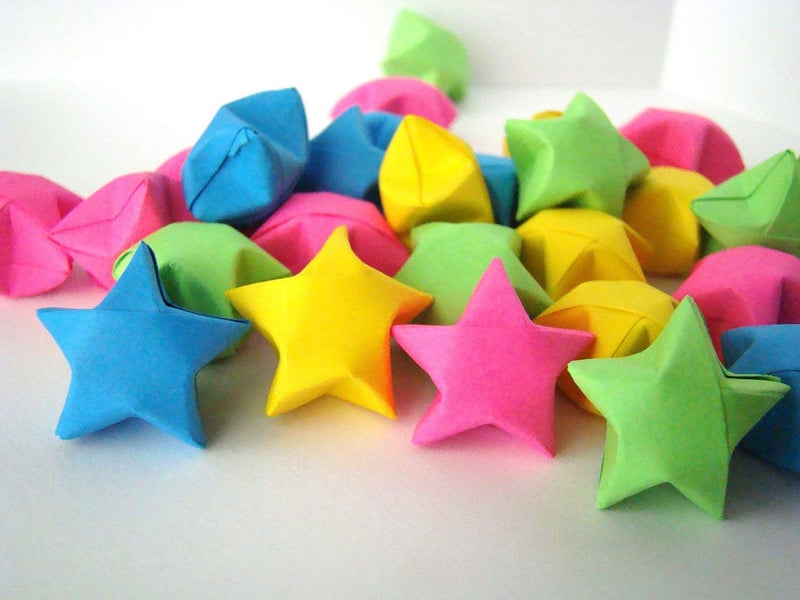 Kingsnow Rainbow Origami Lucky Paper Stars- 200pcs Bright Color Origami Dream Stars/Handmade Wishing Star/Party Wedding Supply/Home Decor/Embellishment - Image 5